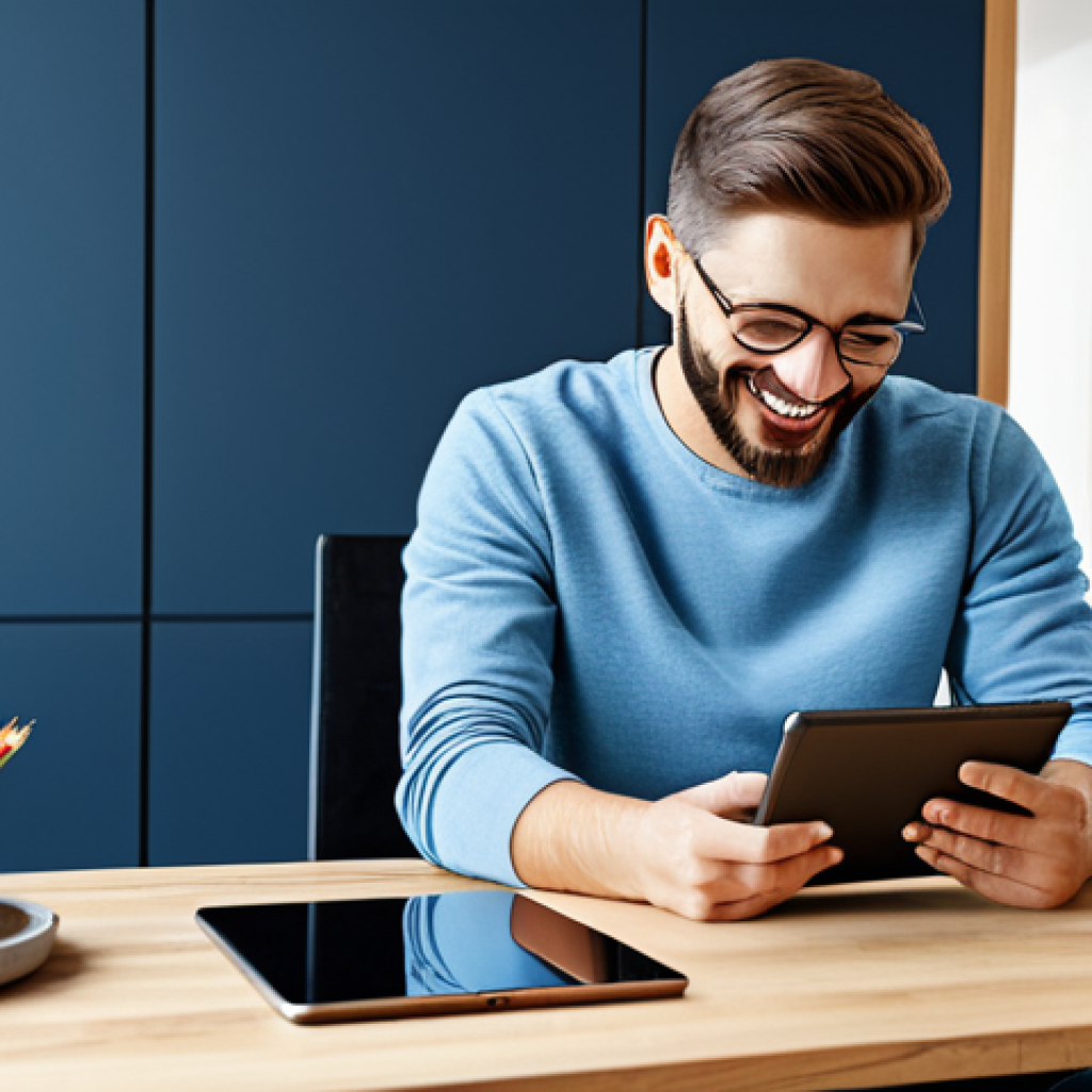 언어 교육 콘텐츠 개발 - Personalized Language Learning**

"A student happily using a language learning app on a tablet, sitt...