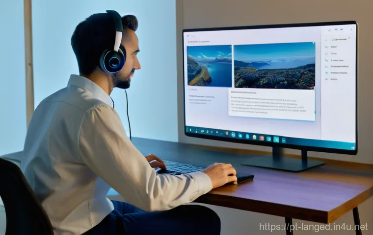 언어 교육에서의 영상 교육 - A young adult woman, dressed casually in comfortable jeans and a t-shirt, sits on a cozy sofa, deepl...