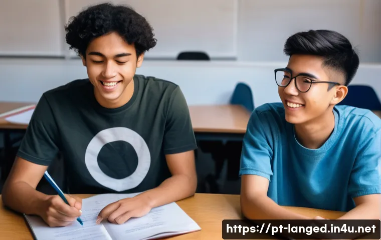 언어 교육에서의 총괄 평가 - **Prompt:** A vibrant split image contrasting two scenes of language learning. On the left, a frustr...